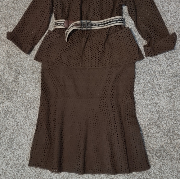 Vintage Size XL Skirt & Open front Jacket Brown open work embroidery Johnny Was? - Picture 2 of 15